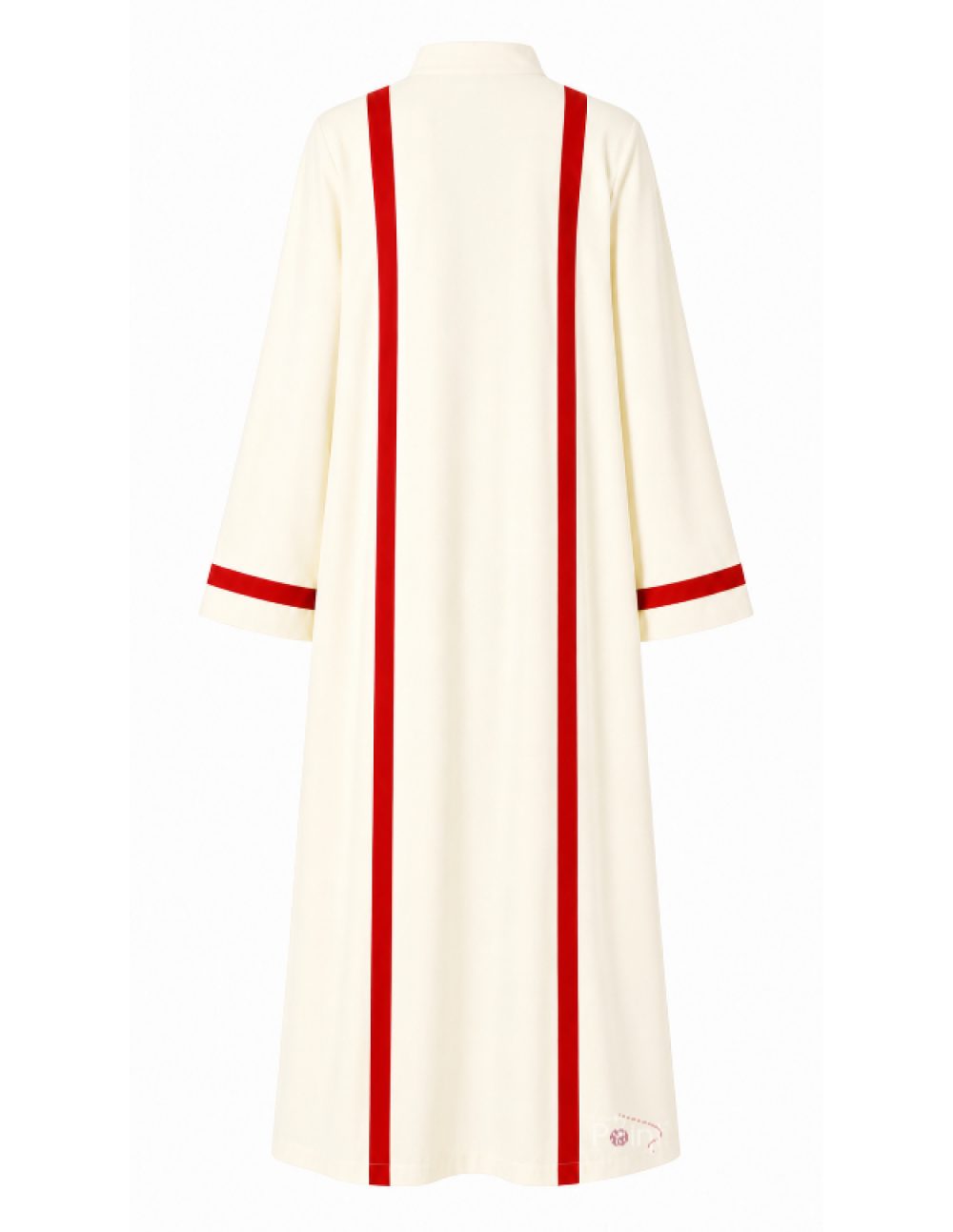Light Yellow Altar Girl Dress with Red Stripe Trim (2)