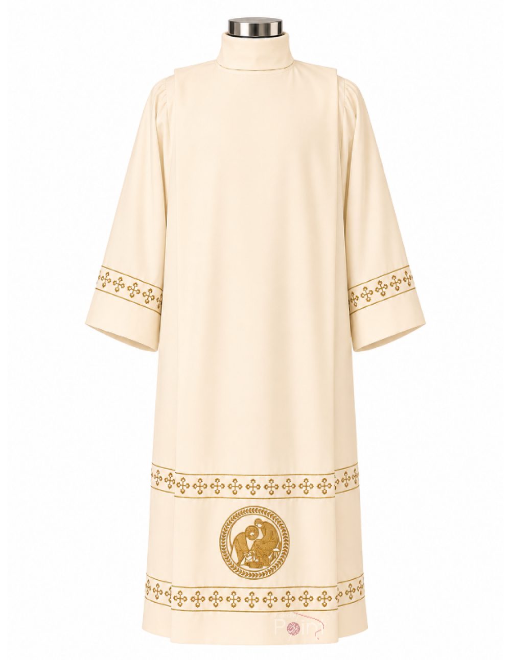 Cream Alb with Christ Washing the Disciples' Feet Embroidery | Clergy Vestment