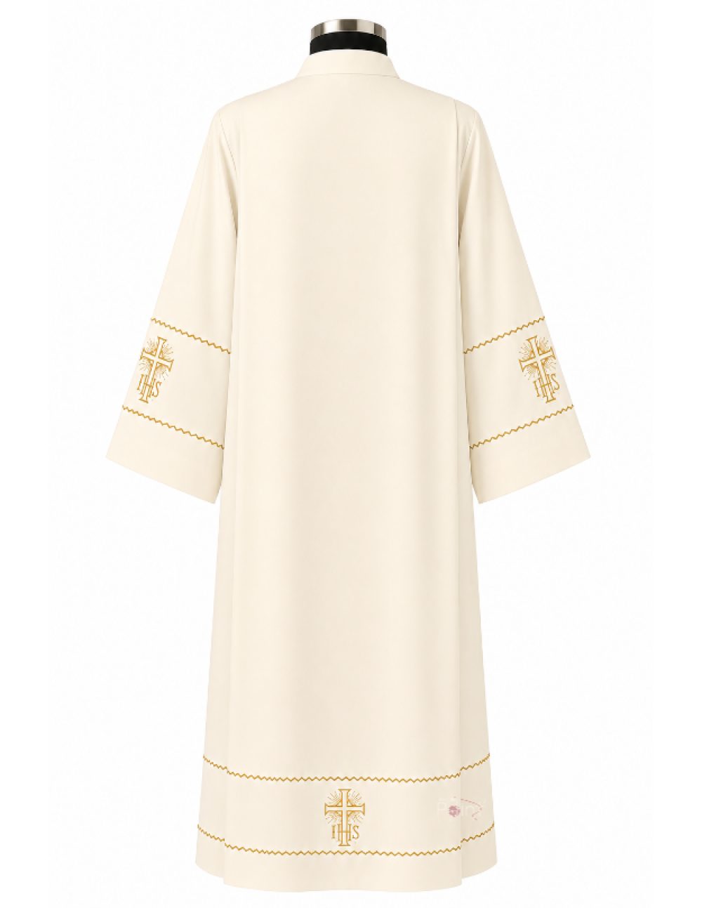 Cream Alb with IHS & Cross Embroidery  Clergy Vestment (2)