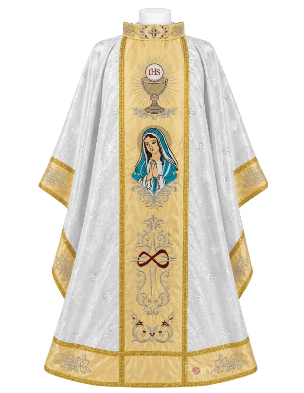 Silver Chasuble with Saint Vincent Pallotti & Eucharistic Embroidery (1)