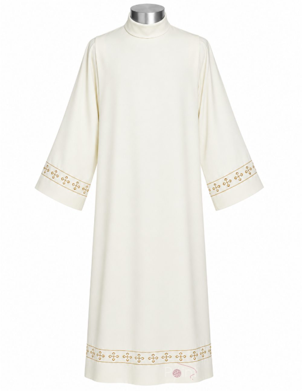 Cream Alb with Gold Quatrefoil Trim | Clergy Vestment