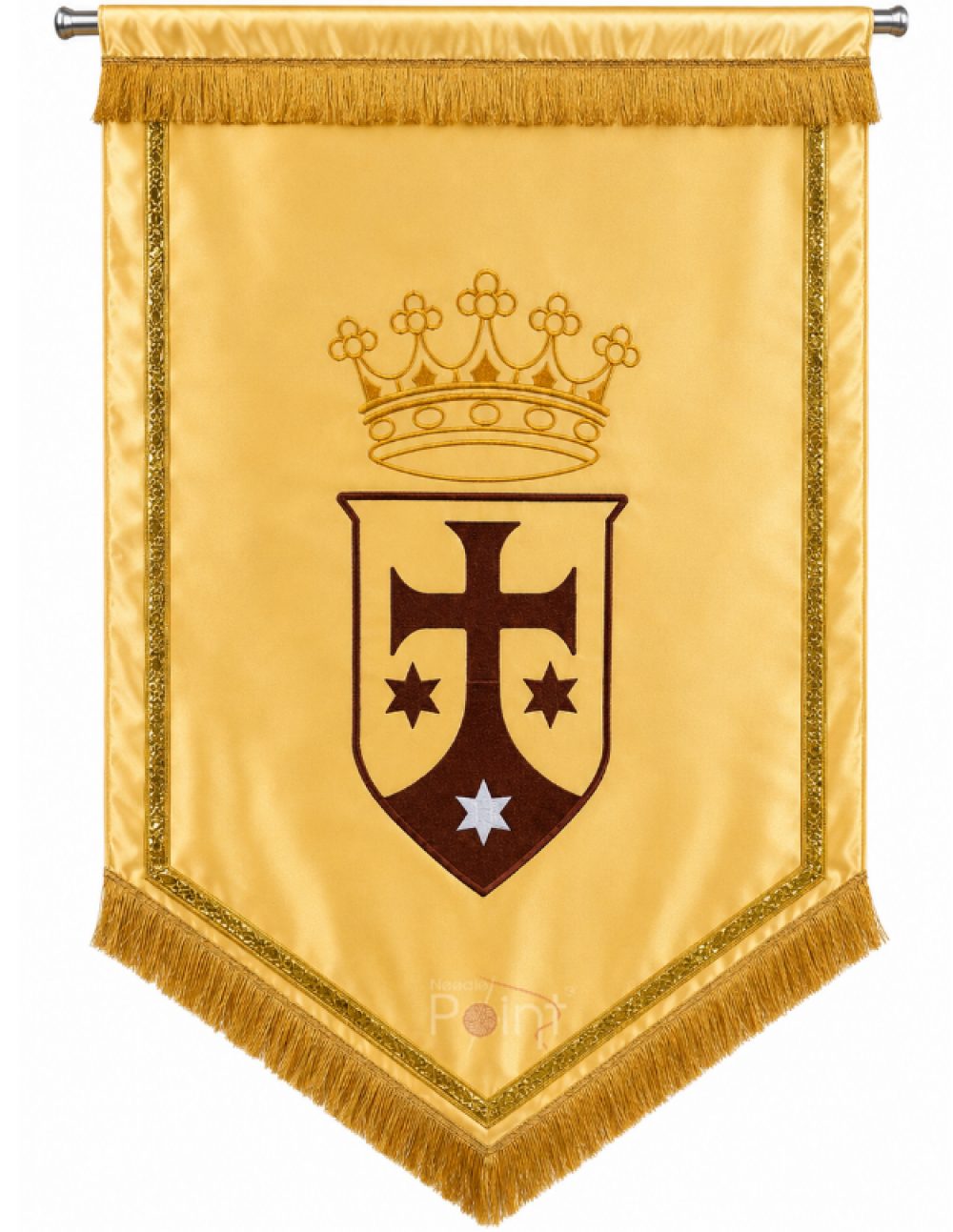 Jerusalem Cross and Crown Gold Processional Banner View