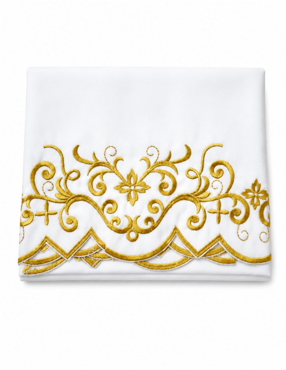 Scroll Vine & Cross Embroidered Altar Cloth Trim | Liturgical Vestment Décor
