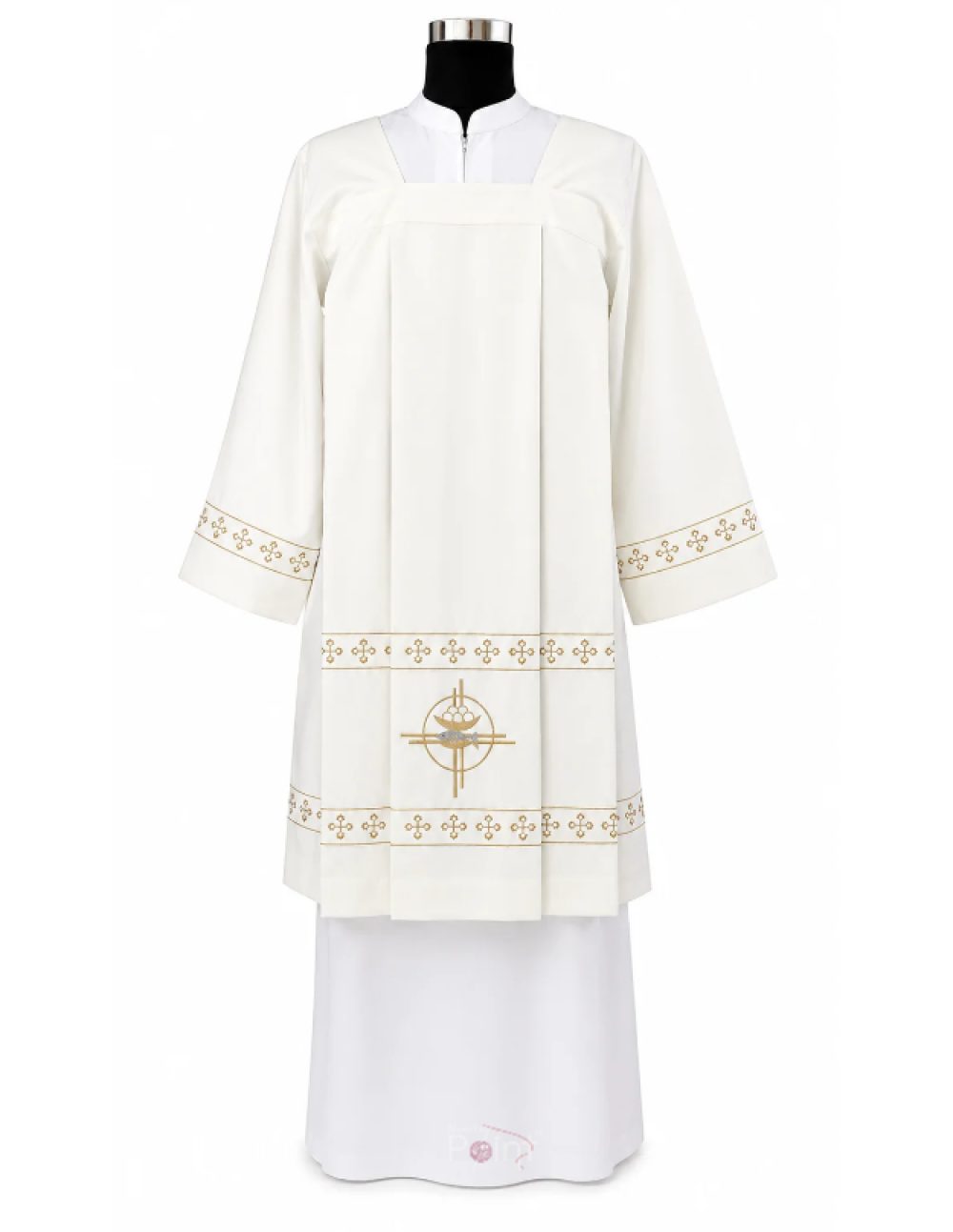Cream Priest Surplice with Loaves and Fishes Embroidery | Liturgical Vestment