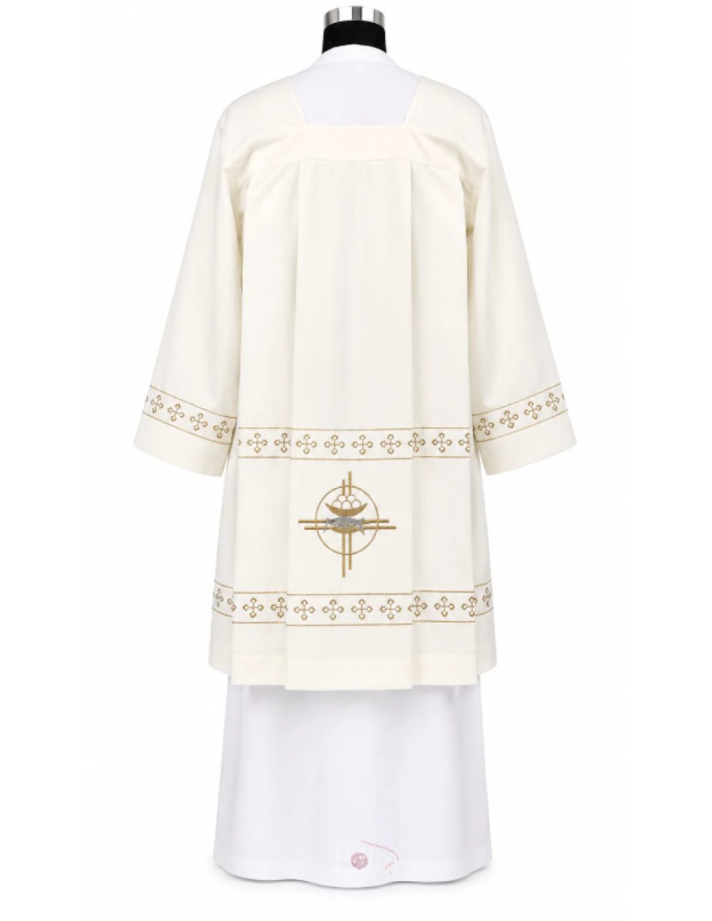 Cream Priest Surplice with Cross Border Trim