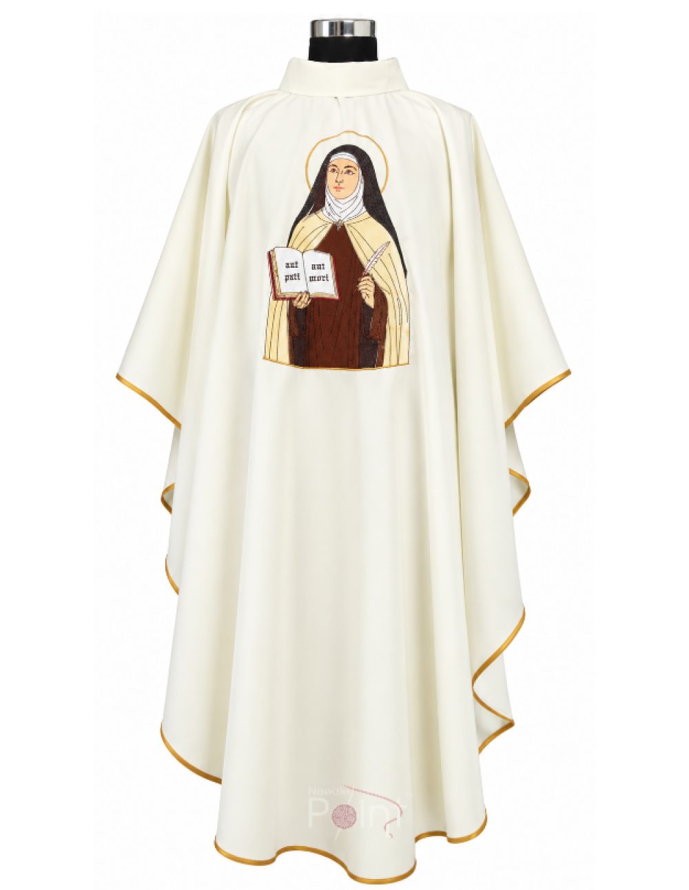 Cream Priest Chasuble with St. Teresa of Ávila Embroidery