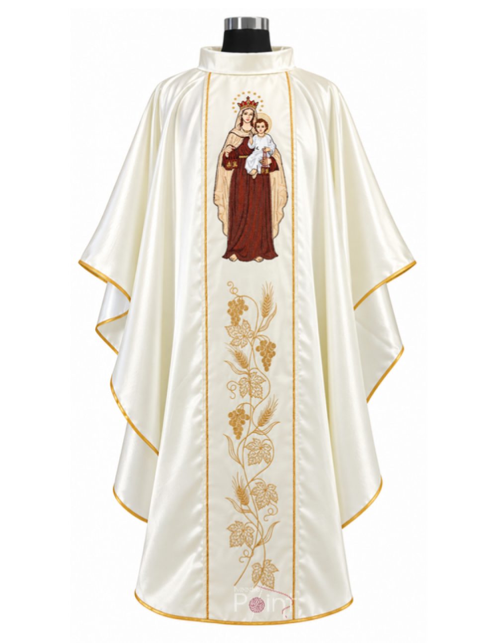 Cream Priest Chasuble with Our Lady of Mount Carmel Embroidery