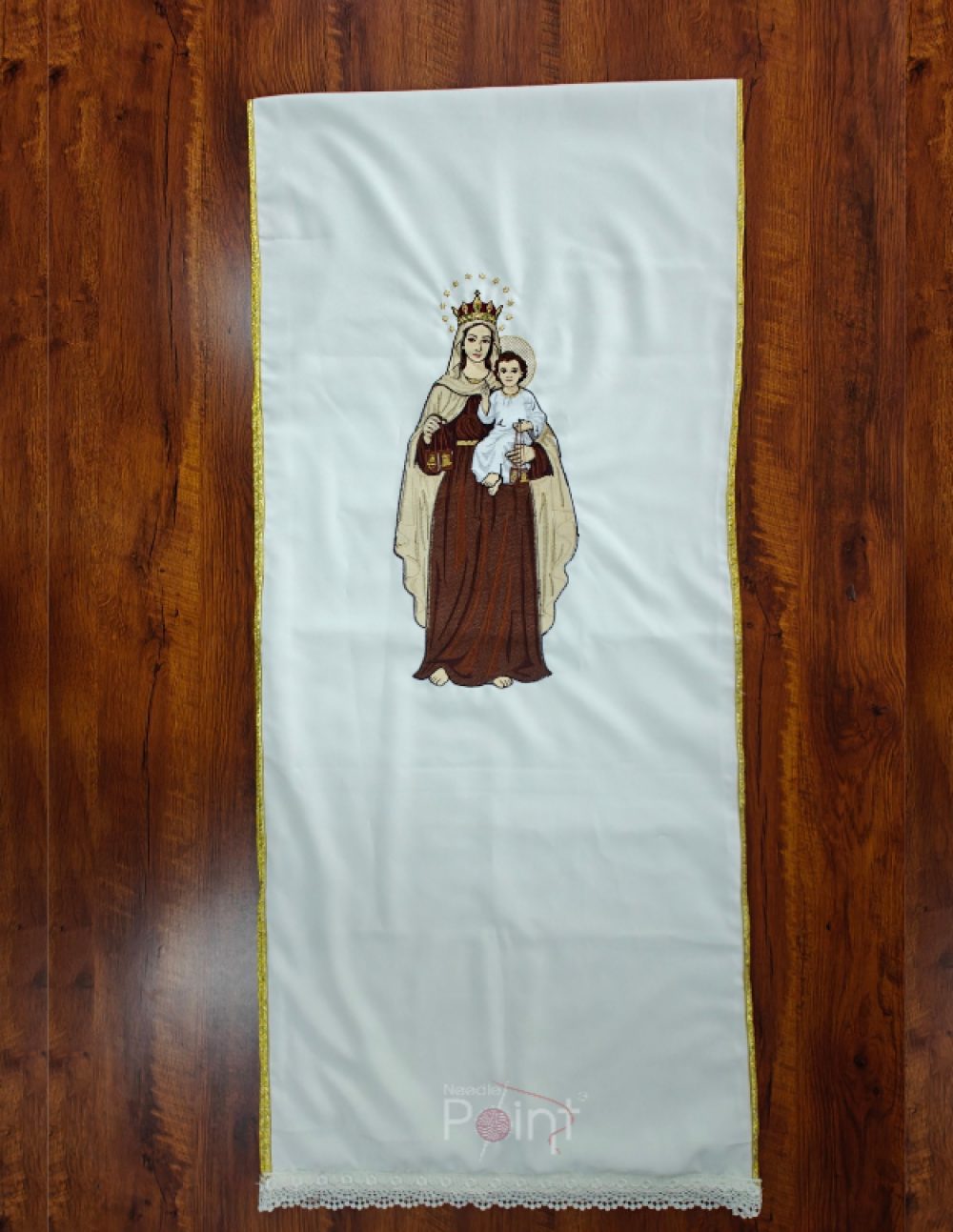 Our Lady of Mount Carmel Lectern Fall with Gold Trim and Lace