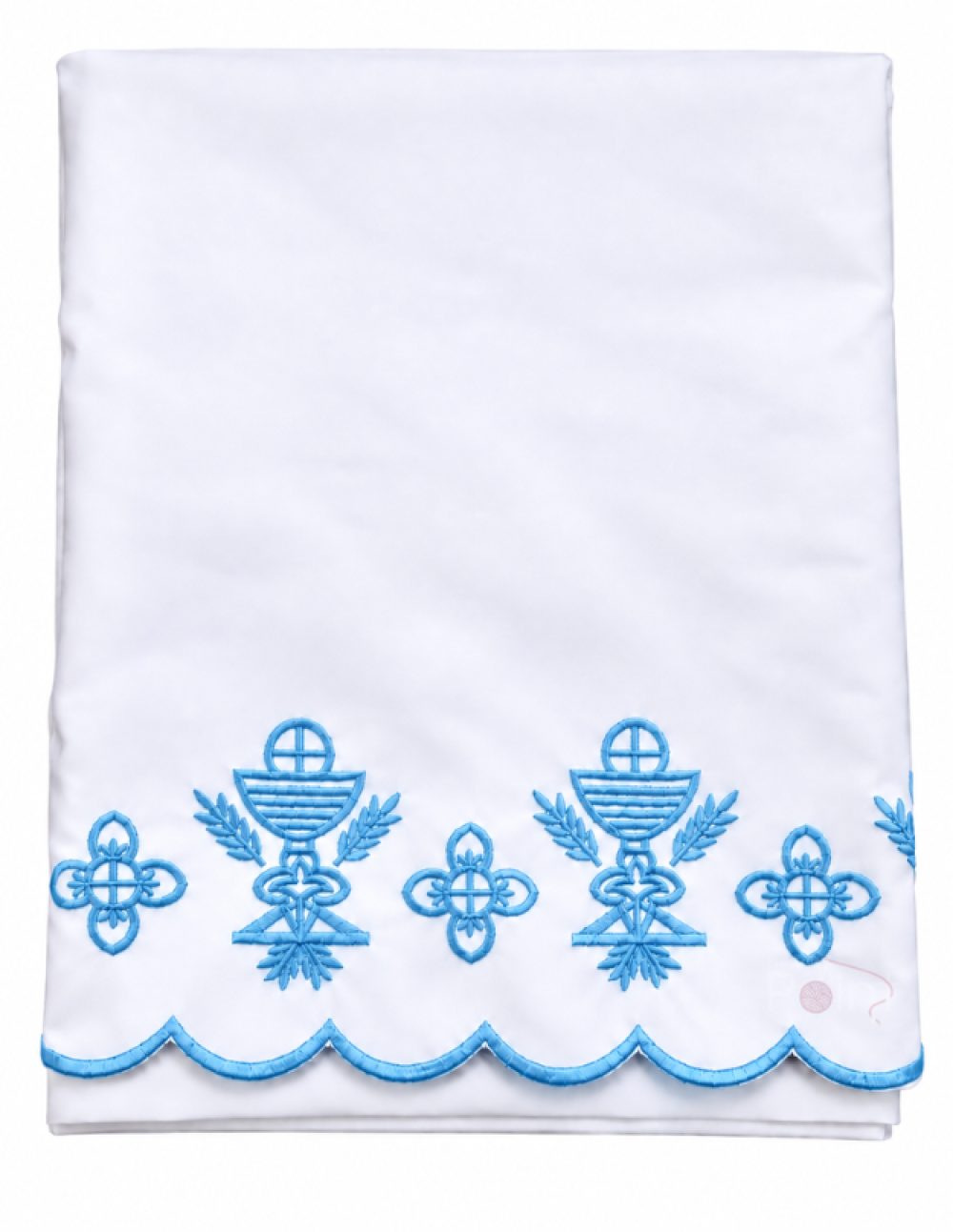 4 meter altar table cloth with gold machine-embroidered chalice design border