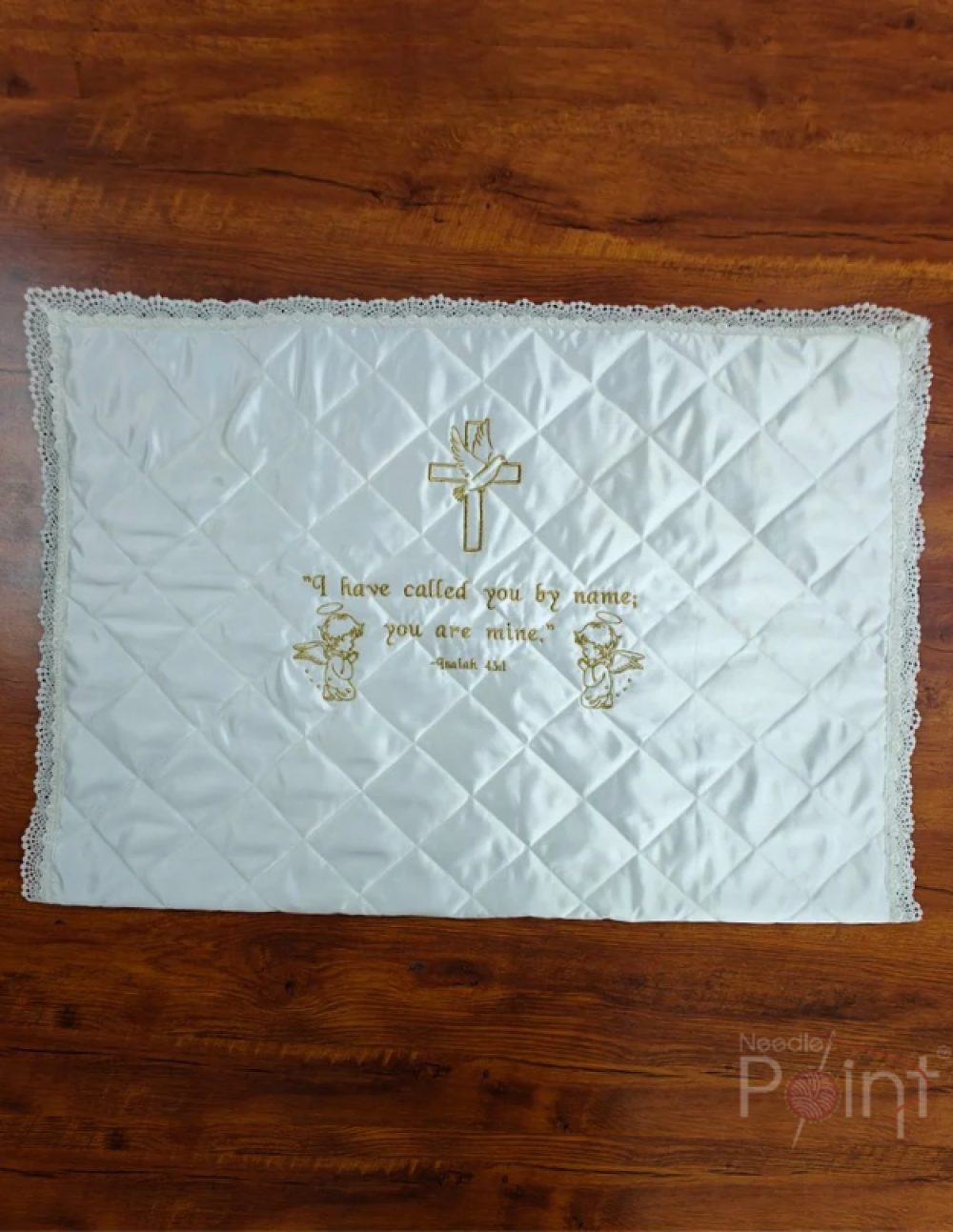 Cross & Cherub Baptism Quilt – Customisable | Model No. 1