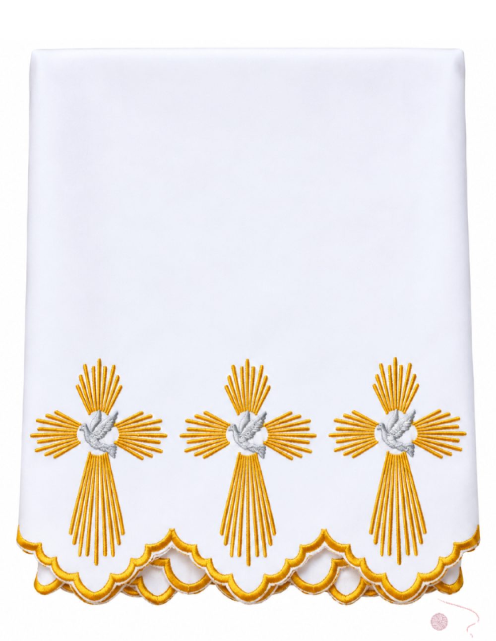 One and a half meter Dove & Radiant Cross Embroidery Altar Table Cloth Gold