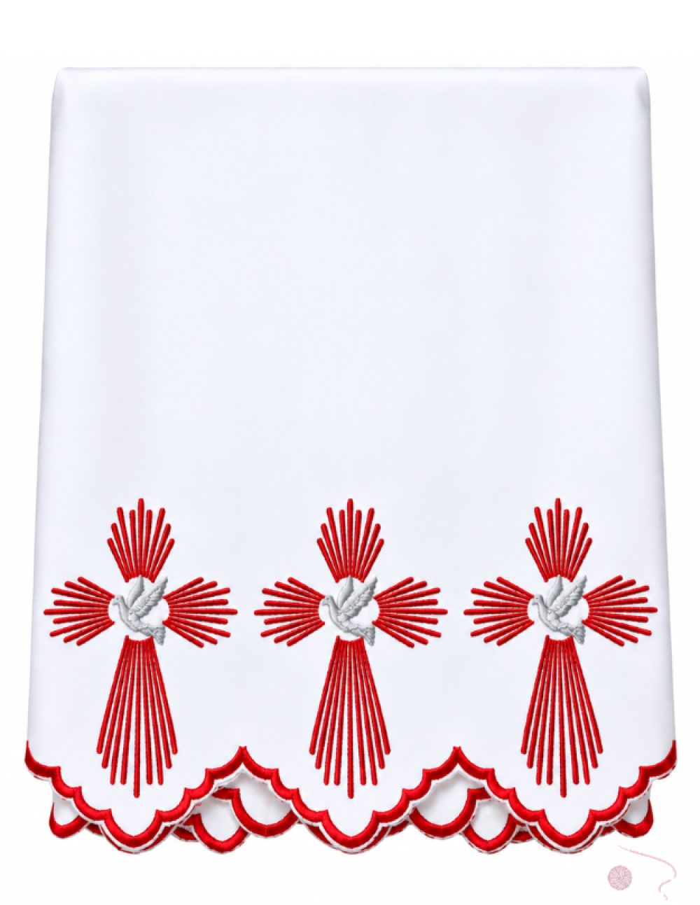 3 Meter Dove & Radiant Cross Embroidery Altar Table Cloth Red 