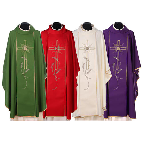 Chasuble with cross, rays and IHS embroidery