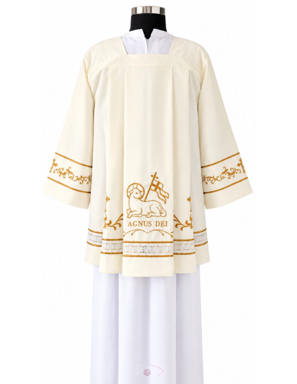 Cream Surplice with Agnus Dei Embroidery | Liturgical Vestment