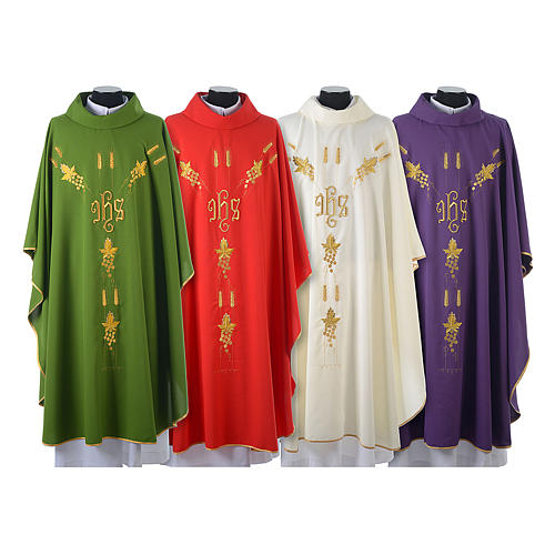 Chasuble with IHS and wheat golden embroidery 