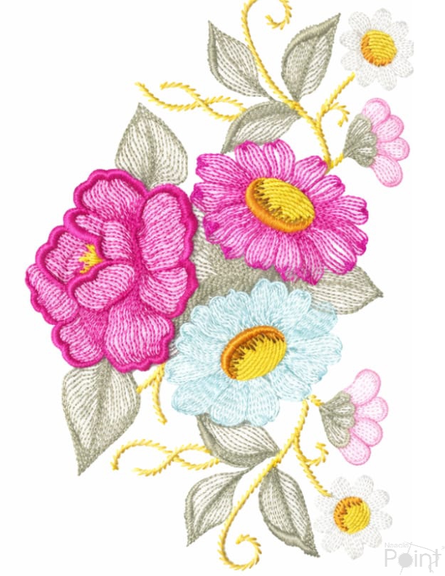 Vibrant Floral Embroidery Design