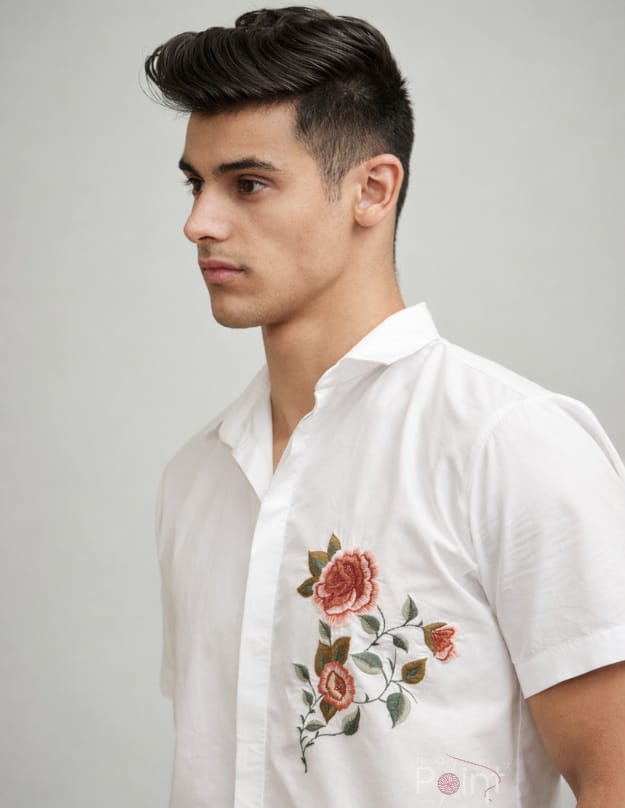 Elegant Floral Embroidery Shirt