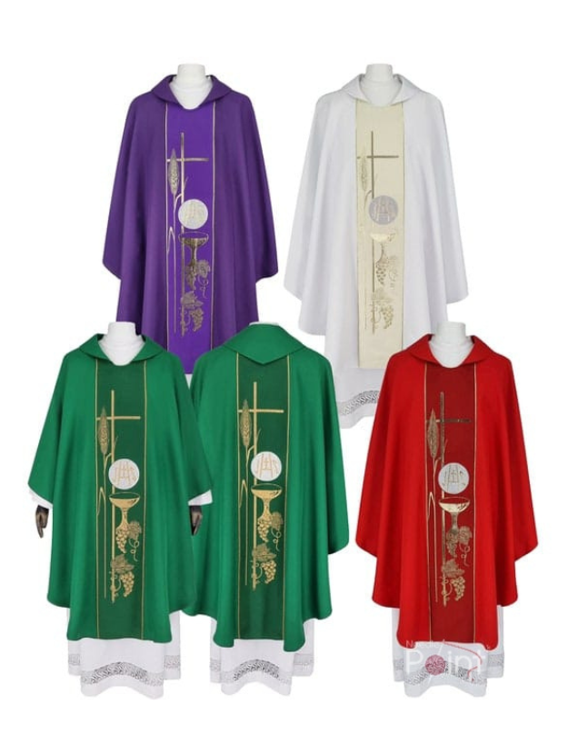Chasuble with Golden Chalice and Eucharistic Embroidery