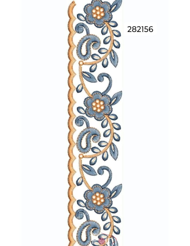Floral Scallop Border Embroidery Design-282156