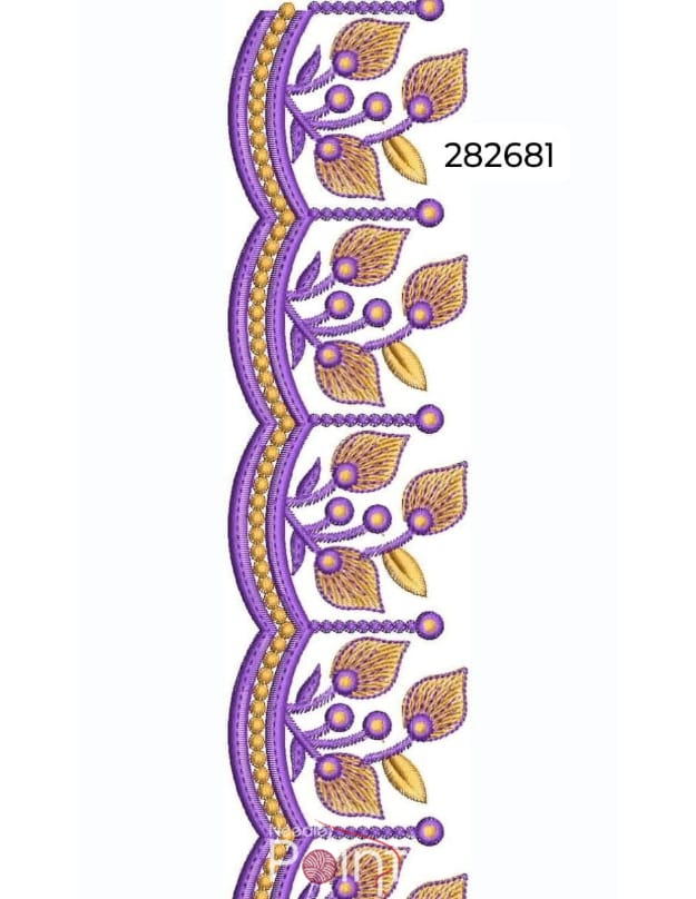 Floral Scallop Border Embroidery Design-282681