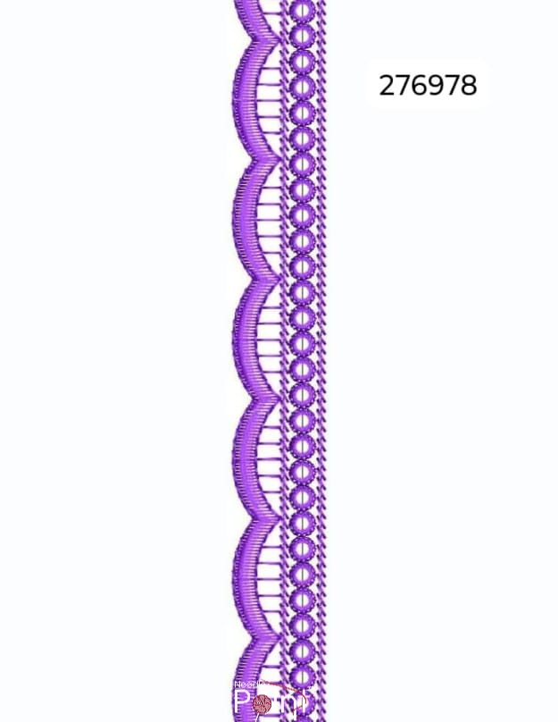 Floral Scallop Border Embroidery Design – 276978