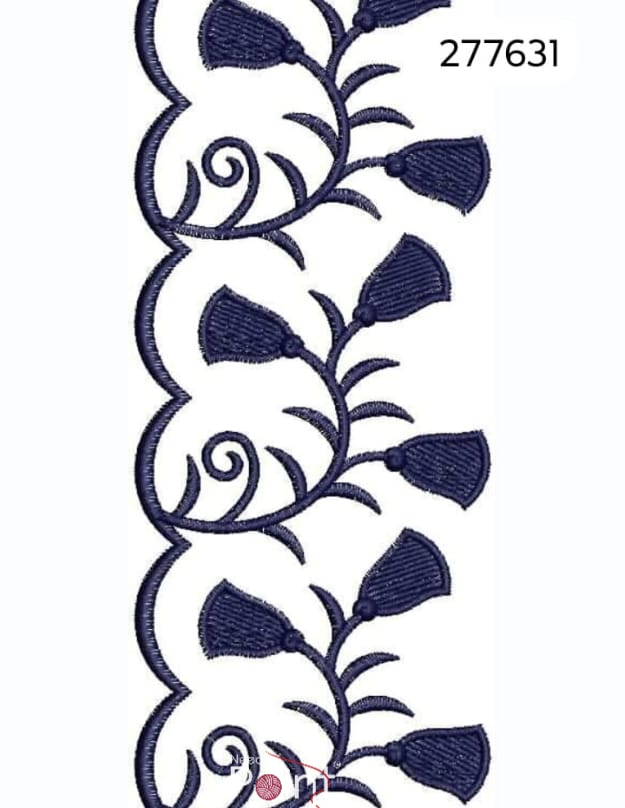 Floral Scallop Border Embroidery Design – 277631
