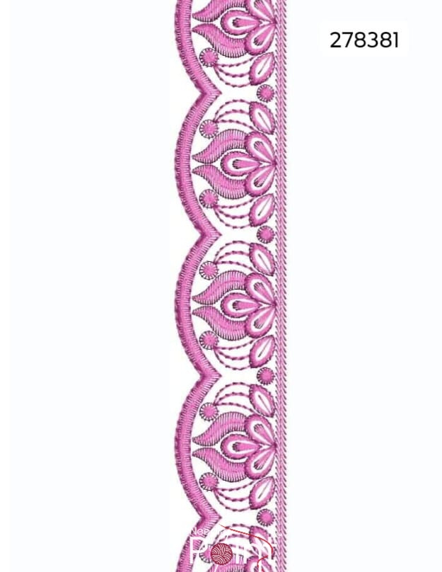 Floral Scallop Border Embroidery Design-278381