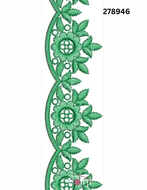 Floral Scallop Border Embroidery Design-278946