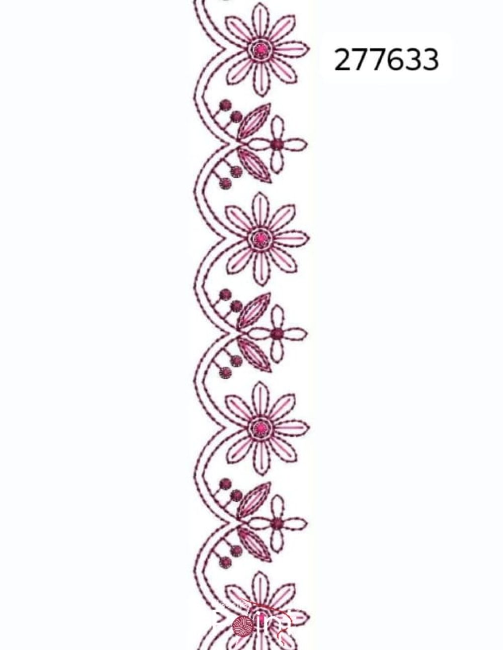 Floral Scallop Border Embroidery Design – 277633