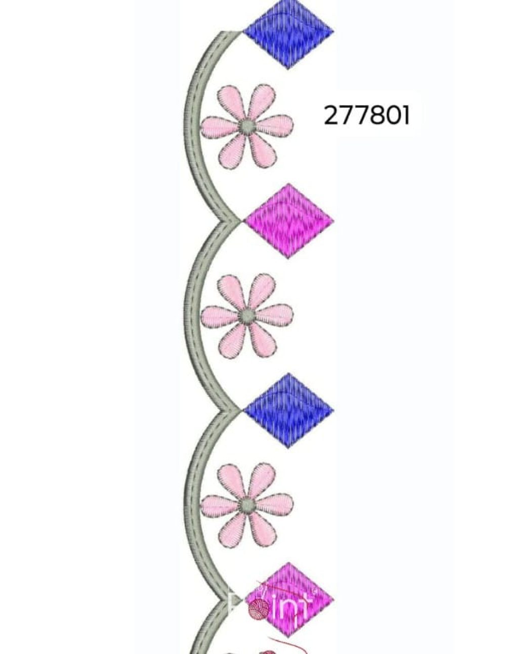 Floral Scallop Border Embroidery Design – 277801