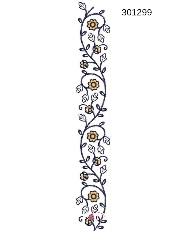 Floral Border Embroidery Design – 301299