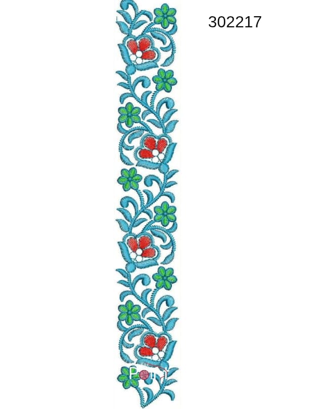 Floral Border Embroidery Design – 302217