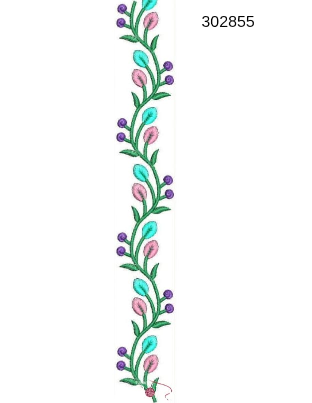 Floral Border Embroidery Design – 302855