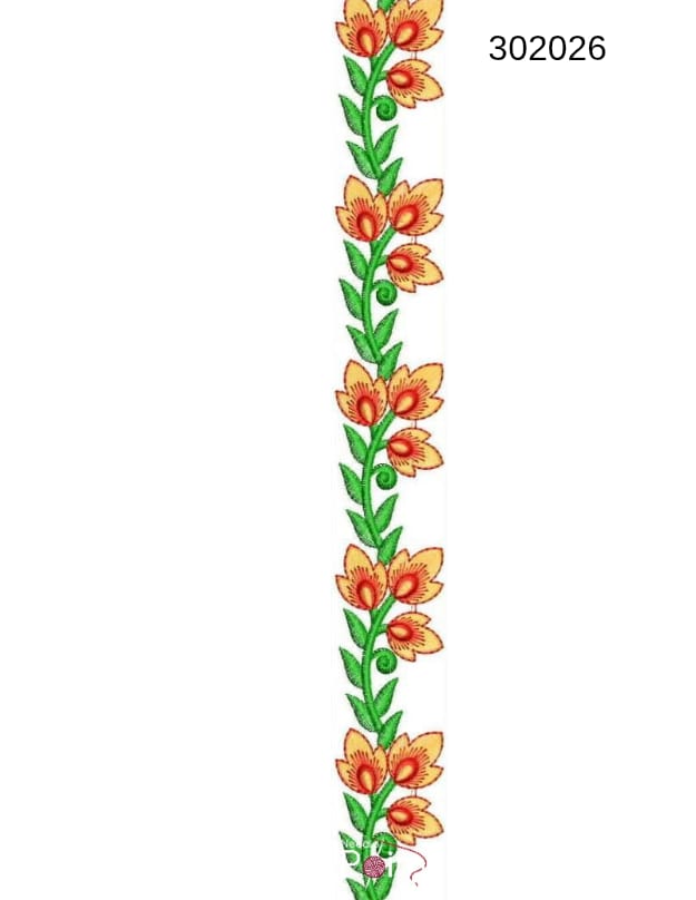 Floral Border Embroidery Design – 302026