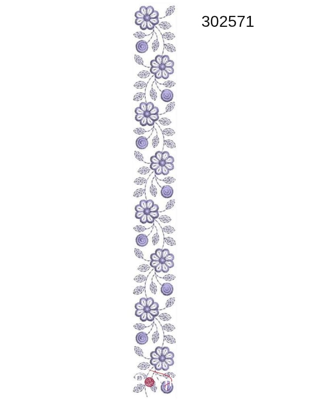 Floral Border Embroidery Design – 302571
