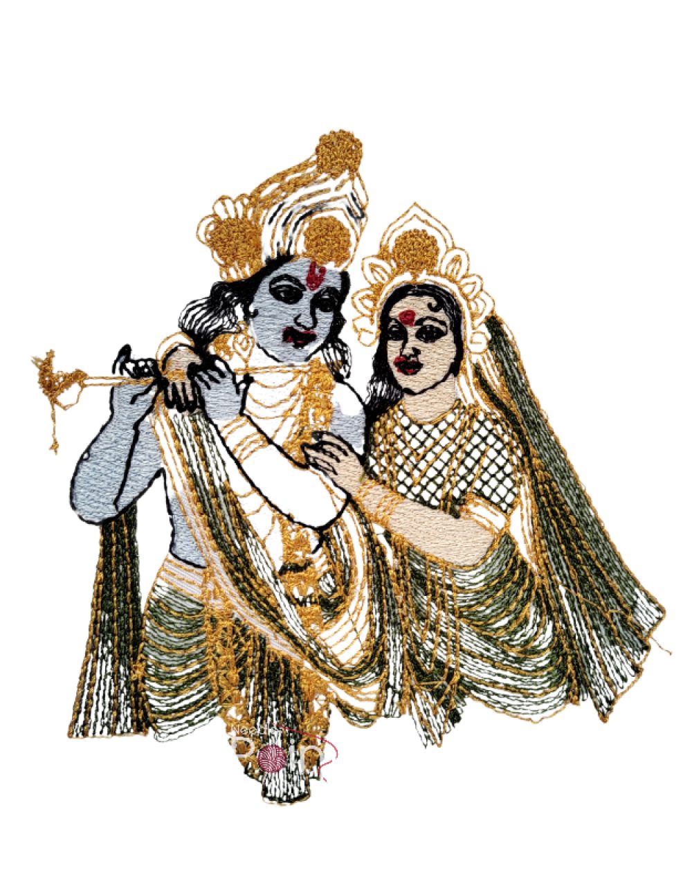 Traditional Radha Krishna Embroidery Design
