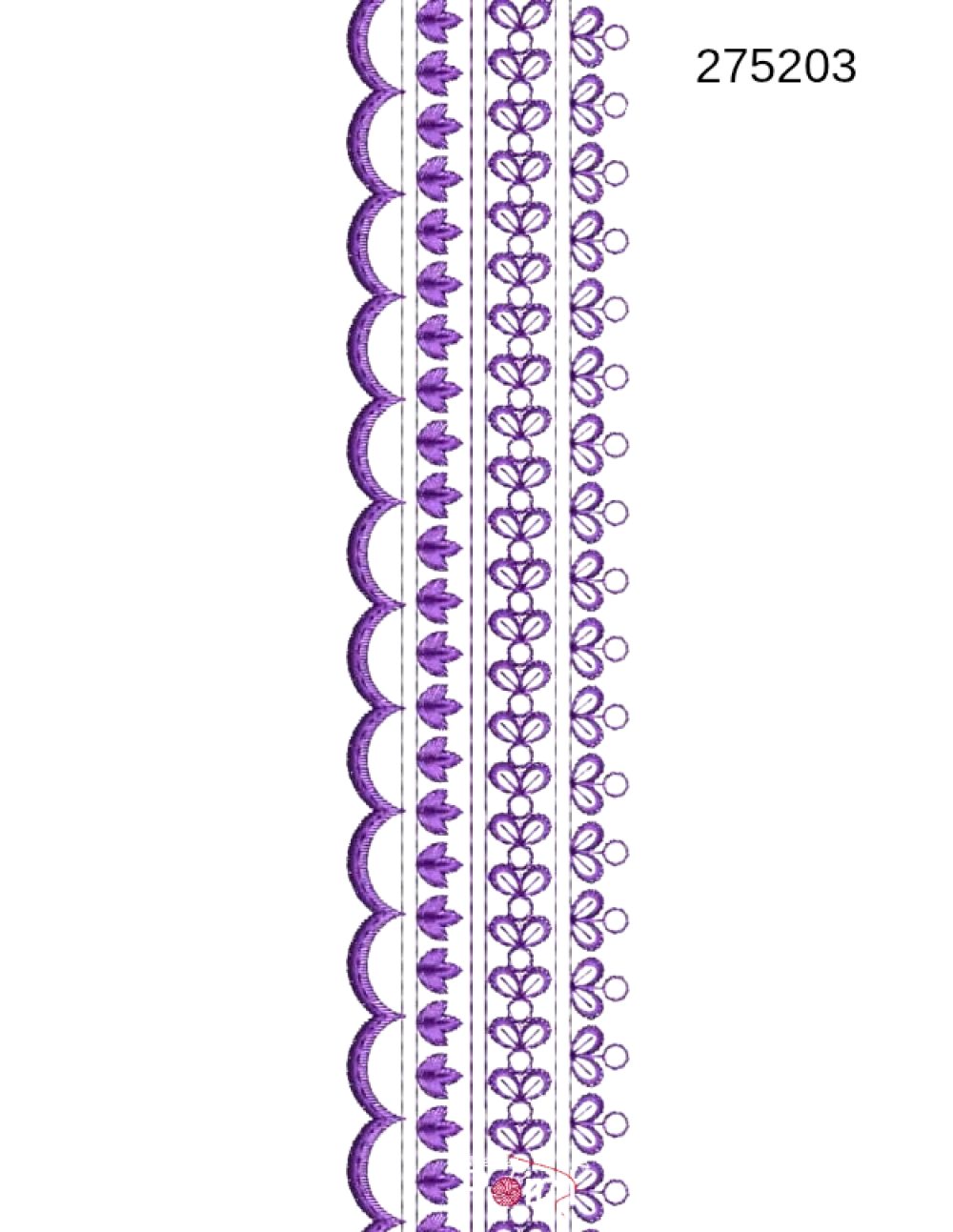 Violet floral scallop border embroidery design 275203 for altar cloths and vestments — Needle Point India