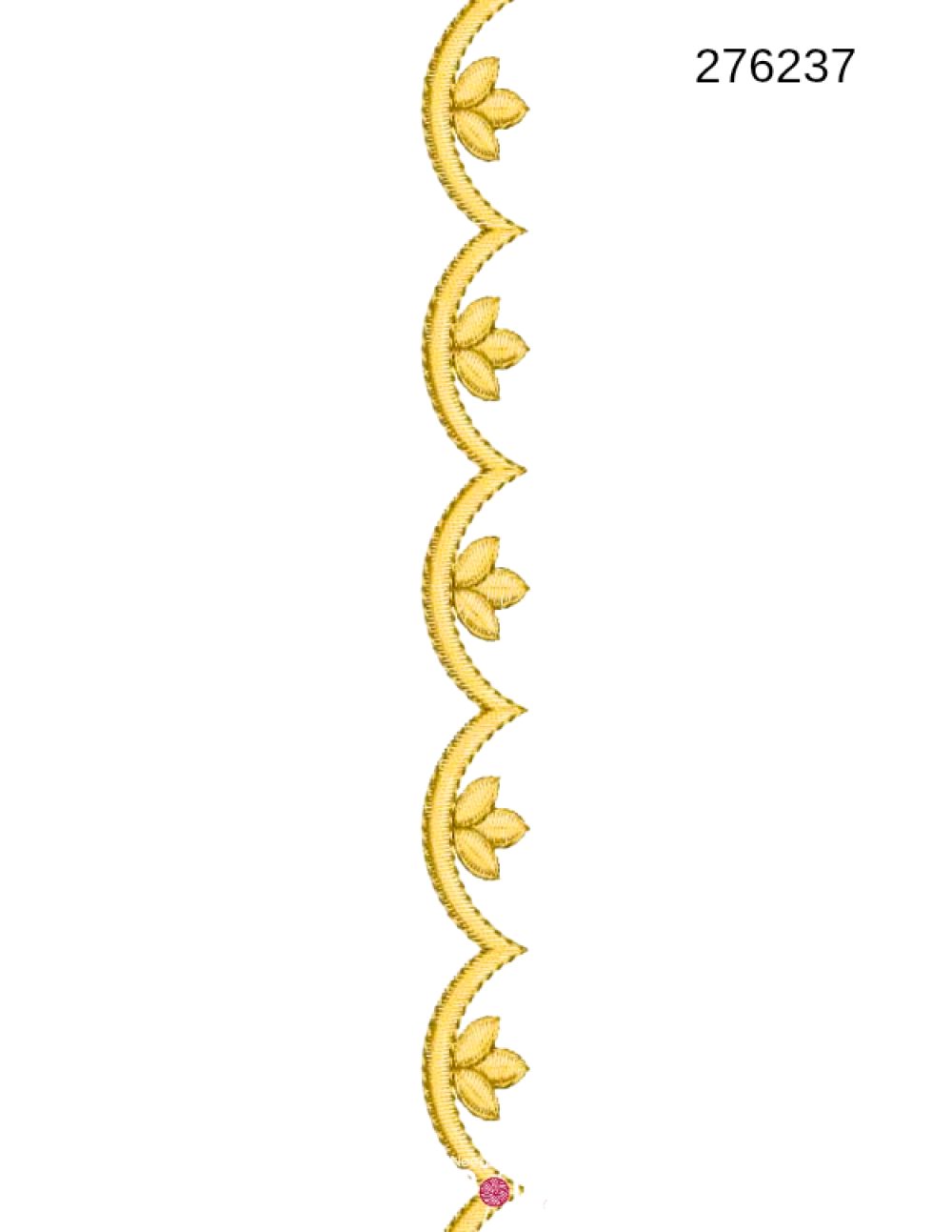 Floral scallop border embroidery design 276237 gold tulip lotus bud scallop wave — Needle Point India