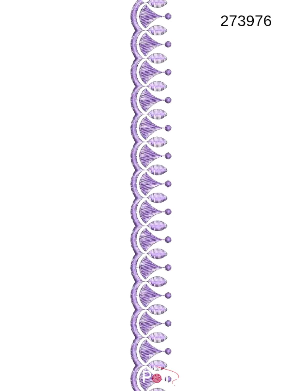 Floral scallop border embroidery design 273976 purple violet fan bloom scallop — Needle Point India