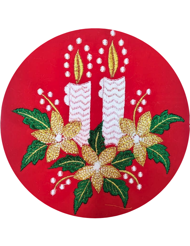 Sacred Twin Candle Floral Embroidery Design