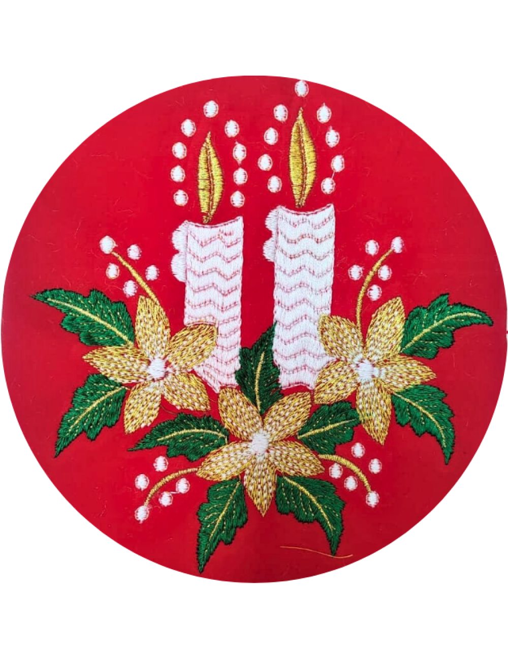 Sacred Twin Candle Floral Embroidery Design