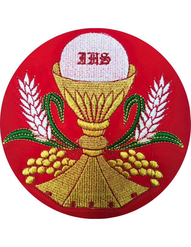 Eucharistic Chalice with IHS and Wheat Embroidery Design