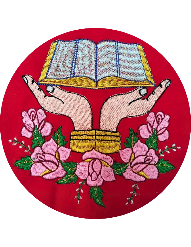 Sacred Open Bible with Floral Motif Embroidery Design