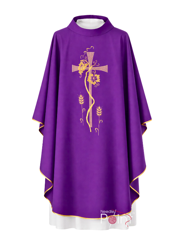 Chasuble with Cross and Grapevine Golden Embroidery