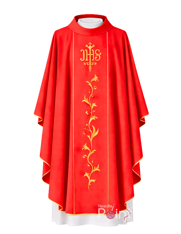 Chasuble with IHS and golden embroidery 