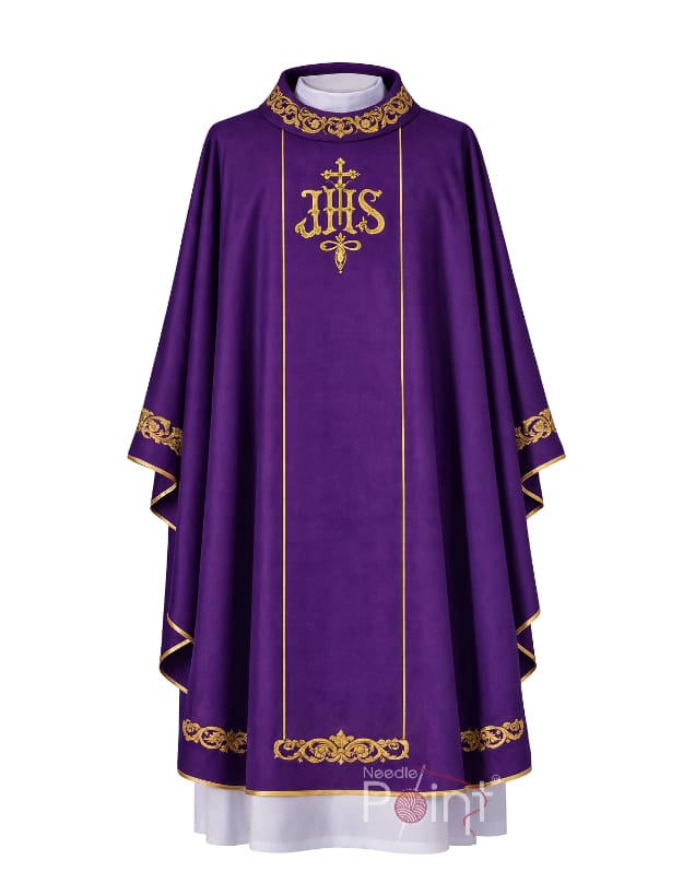IHS Embroidery Chasuble Collection with Gold Border