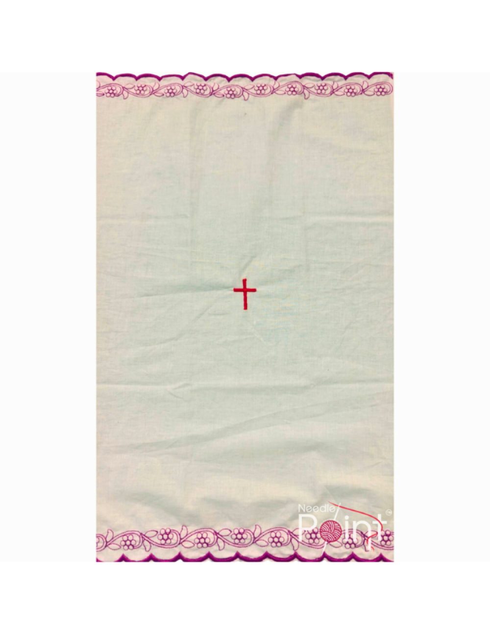 Purple border purificator cloth set church altar linen liturgical use — Needle Point India