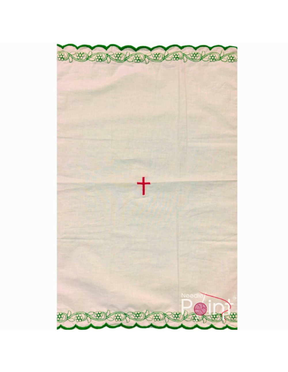 Green border purificator chalice cloth set of 5 for parish Mass — Needle Point India
