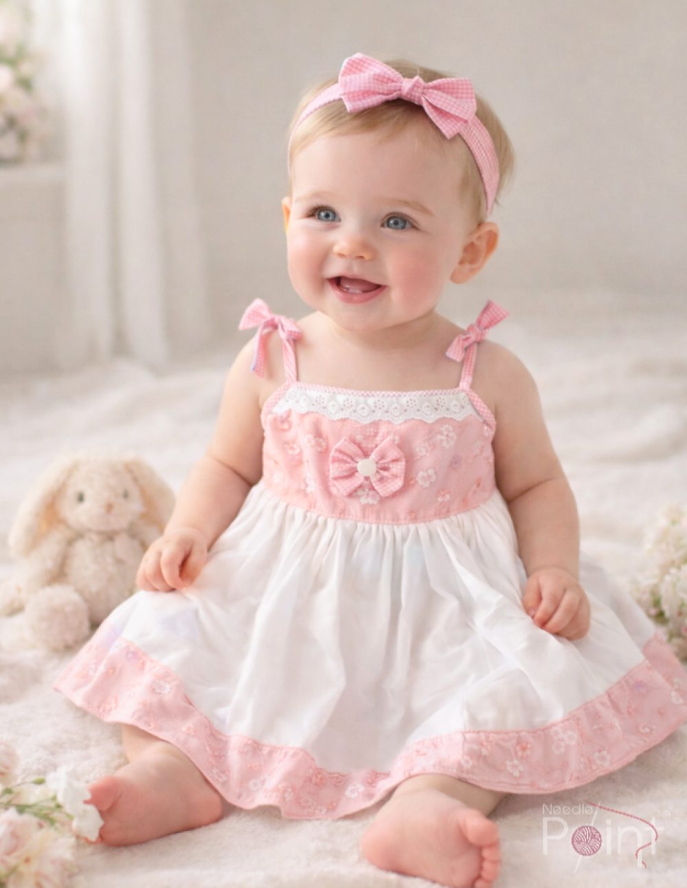 Pink & White Pure Cotton Baby Girl Frock
