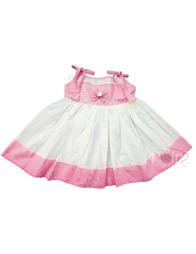 Pink & White Pure Cotton Baby Girl Frock (6–8 Months)